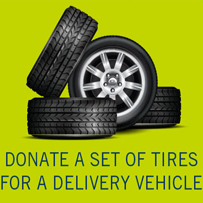 Click here to learn how to donate a set of tires for a delivery vehicle